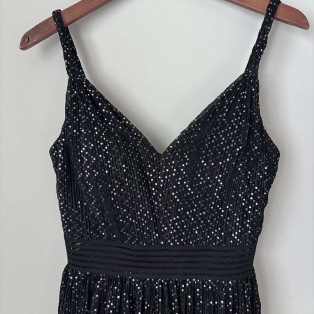 City Studio Mini Dress Sz 9 Black Silver Whimsygoth Glitter Baby‎ Doll Y2K Hoco - Picture 2 of 14